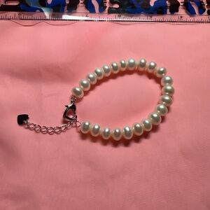 Freshwater Pearl Bracelet with Silver Heart Clasp
